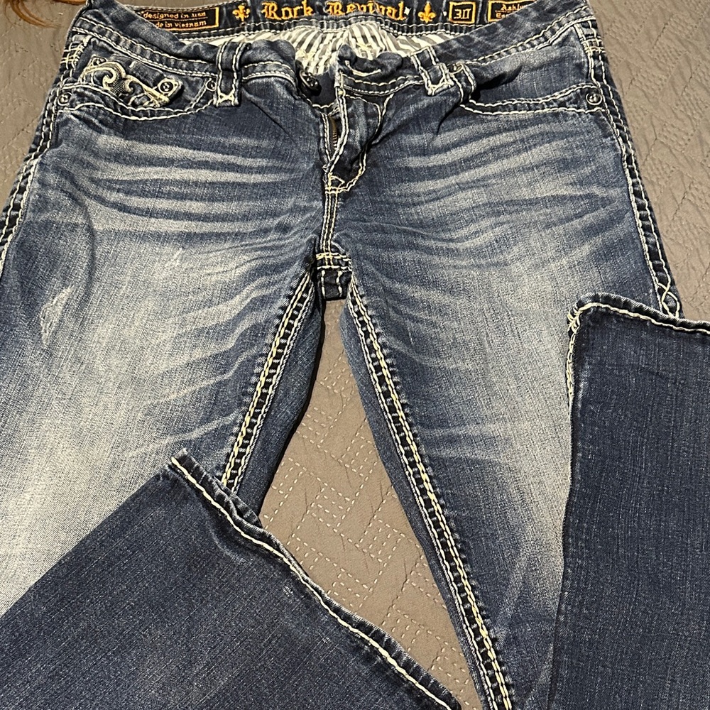 Rock Revival Ashley Boot Women's Distressed Blue Jeans